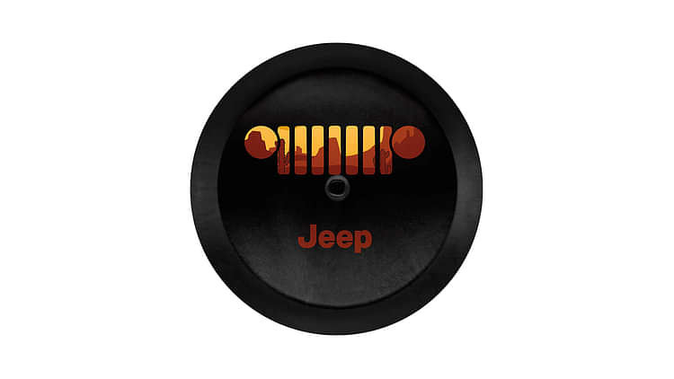 32-inch tire cover, black vinyl with Jeep grille logo