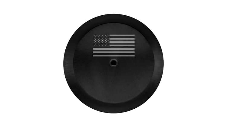 32-inch tire cover, black, vinyl with new American flag