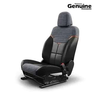 7-Seater PU Seat Cover Set - Imposing Theme Black & Brown Hex Pattern for Z2, Z4, Z6 Variants
