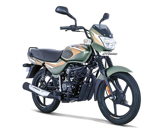Bajaj CT 100  in Matte Olive Green With Yellow Decals