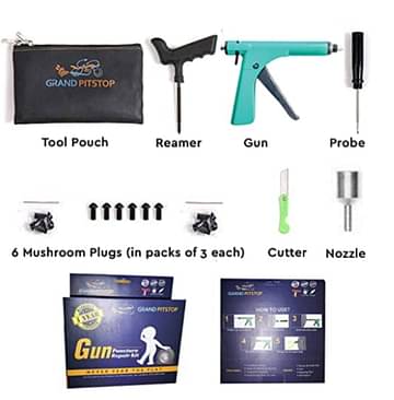 Wholesale GRAND PITSTOP Tubeless Tire Puncture Repair Kit for Motorcycle  and Cars with 15 Mushroom Plugs