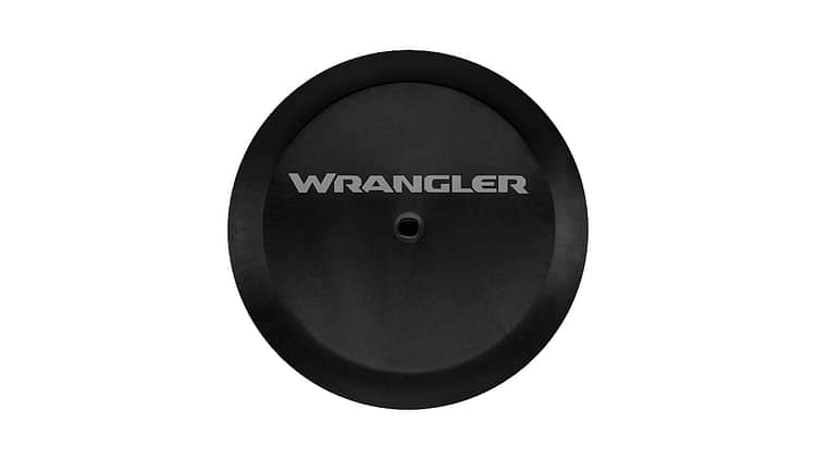 32-inch tire cover, black vinyl with wrangler logo
