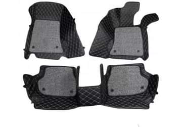 Premium Diamond Pattern 7D Car Fllor Mats (set of 3 ,Black )