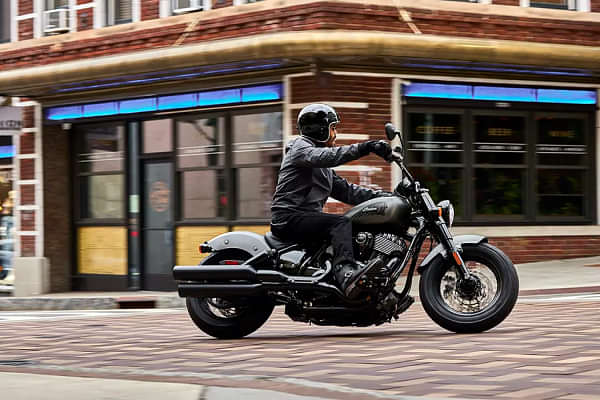 Indian Motorcycle Chief Bobber Dark Horse Riding Shot