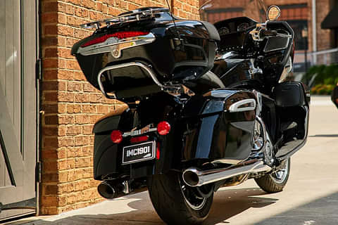 Indian Motorcycle Pursuit Dark Horse Spirit Blue Metal Premium Package Right Rear Three Quarter