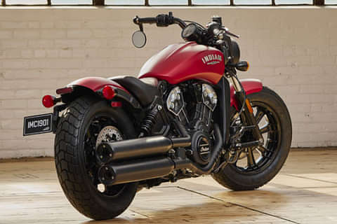 Indian Motorcycle Scout Bobber lcon Thunder Black Azure Crystle Right Rear Three Quarter