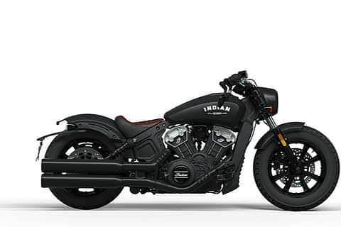 Indian Motorcycle Scout Bobber lcon Thunder Black Azure Crystle Right Side View