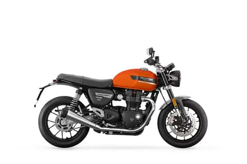 Triumph Speed Twin Red Hopper & Strom Grey Right Side View