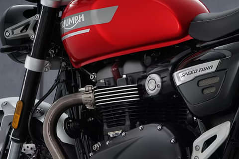 Triumph Speed Twin Red Hopper & Strom Grey Engine From Left
