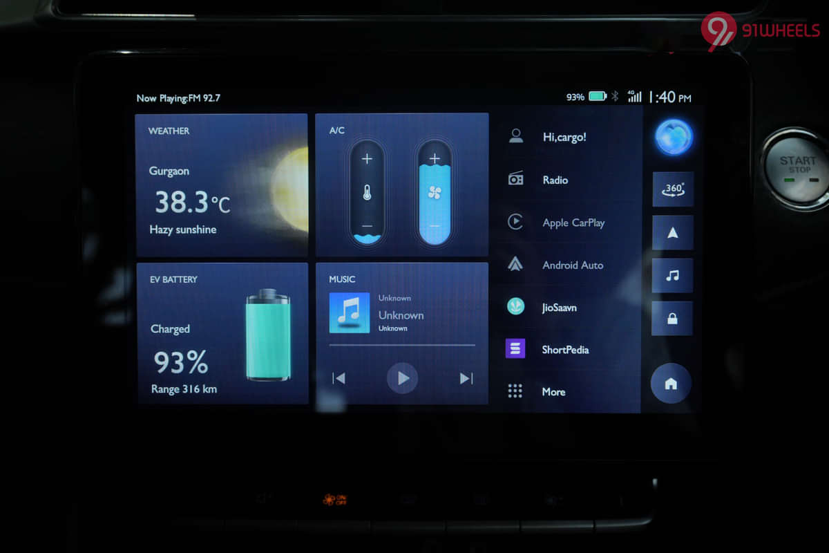 MG ZS EV Infotainment System