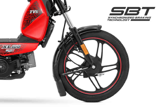 TVS XL100 Drum Brakes on Both Wheels with Synchronized Braking