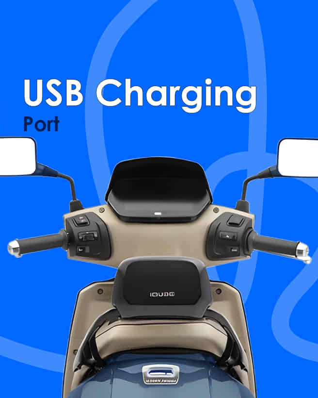 TVS iQube Electric USB Charging Port