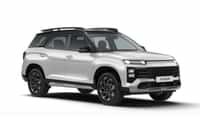 Hyundai Alcazar Atlas White With Abyss Black colour  Hyundai Alcazar Atlas White With Abyss Black colour