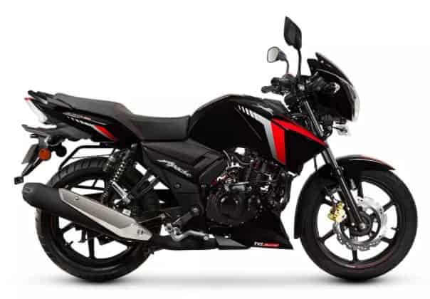 TVS Apache RTR 160 2V 2020-2023 in Gloss Black. TVS Apache RTR 160 2V 2020-2023 in Gloss Black.