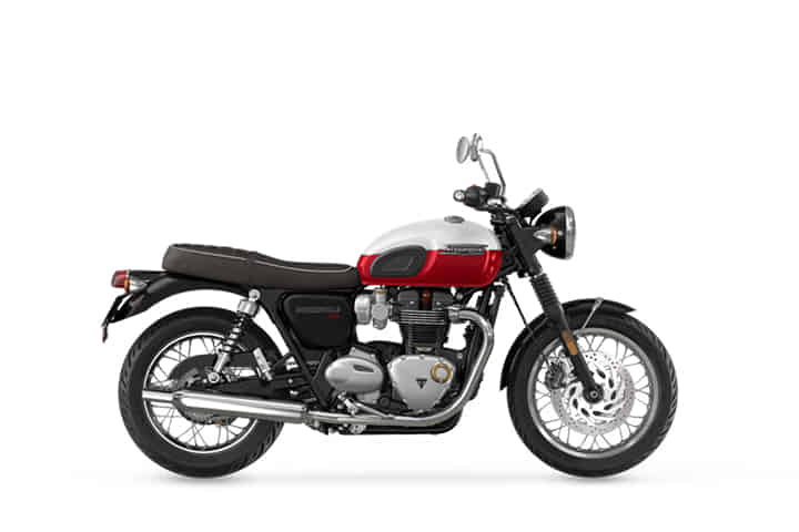Bonneville T120 in Crystal White / Cranberry Red