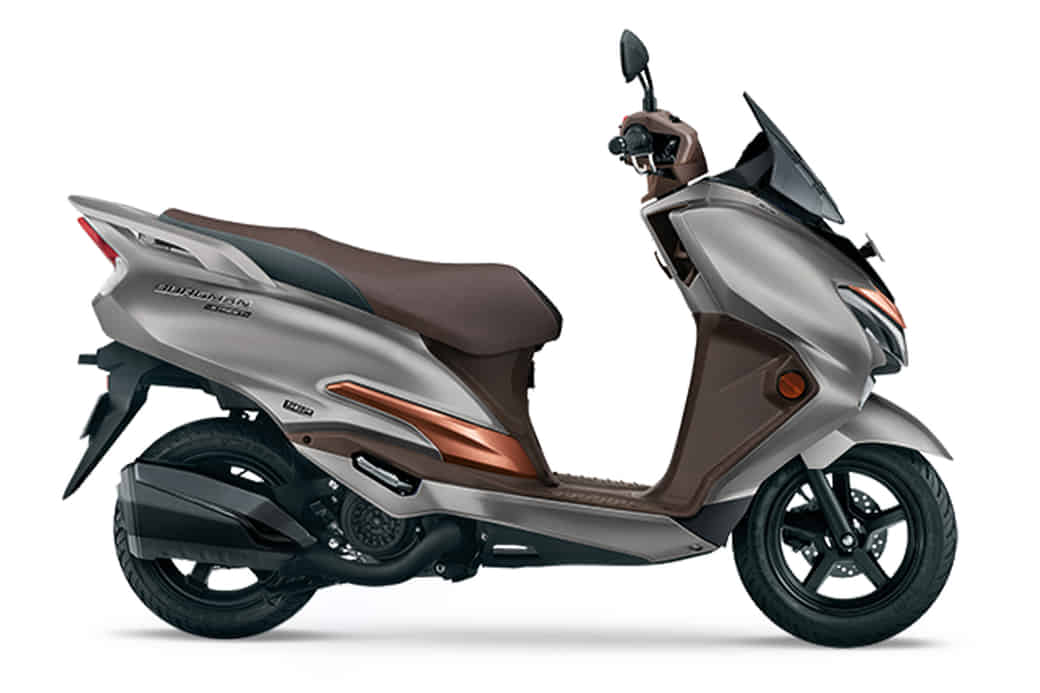 Suzuki Burgman Street in Met. Mat Platinum Silver No 2 / Met. Matte Luxe Copper Suzuki Burgman Street in Met. Mat Platinum Silver No 2 / Met. Matte Luxe Copper