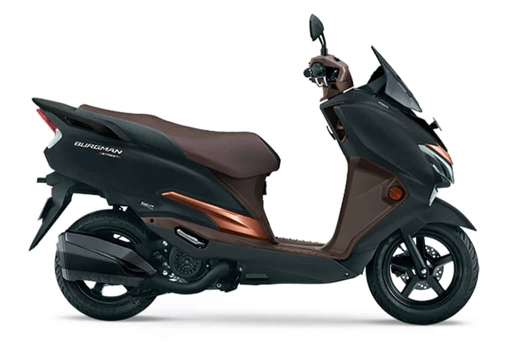 Suzuki Burgman Street in Met. Matte Black No 2 / Met. Matte Luxe Copper Suzuki Burgman Street in Met. Matte Black No 2 / Met. Matte Luxe Copper