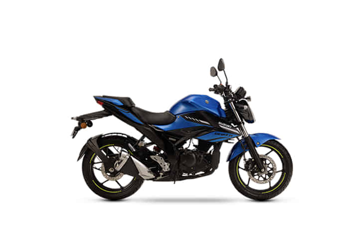 Suzuki Gixxer 150 in YSF (Met Triton Blue) + YVB (Glass Sparkle Black)