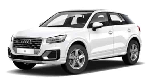 Audi Q2 2020-2023 in  Ibis White and Mystic Black