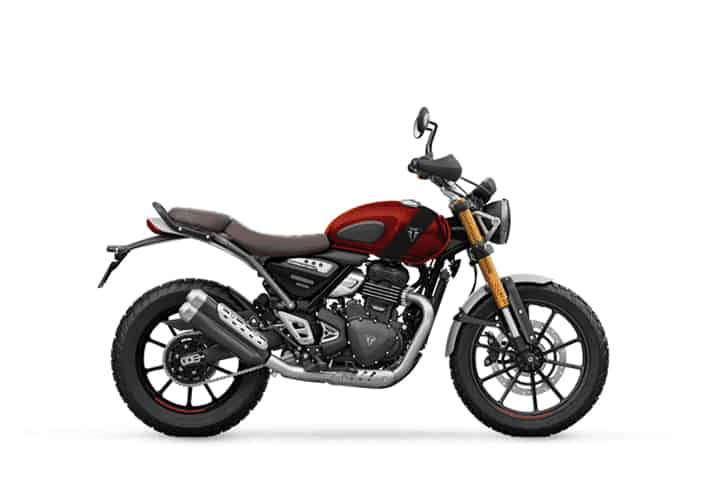 Triumph Scrambler 400X in Volcanic Red and Phantom Black