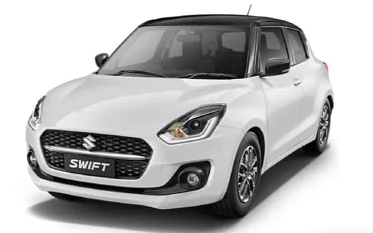 Maruti Suzuki Swift 2020-2024 in Pearl Arctic White with Pearl Midnight Black Roof