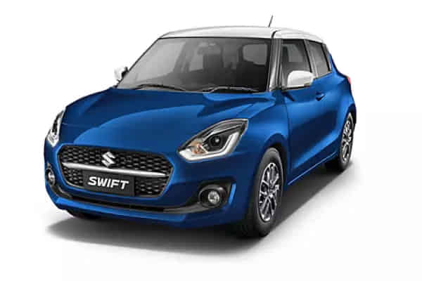 Maruti Suzuki Swift 2020-2024 in Pearl Metallic Midnight Blue with Pearl Arctic White Roof