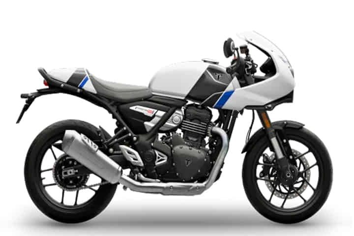 Triumph Thruxton 400 in  Pearl Metallic White / Storm Grey