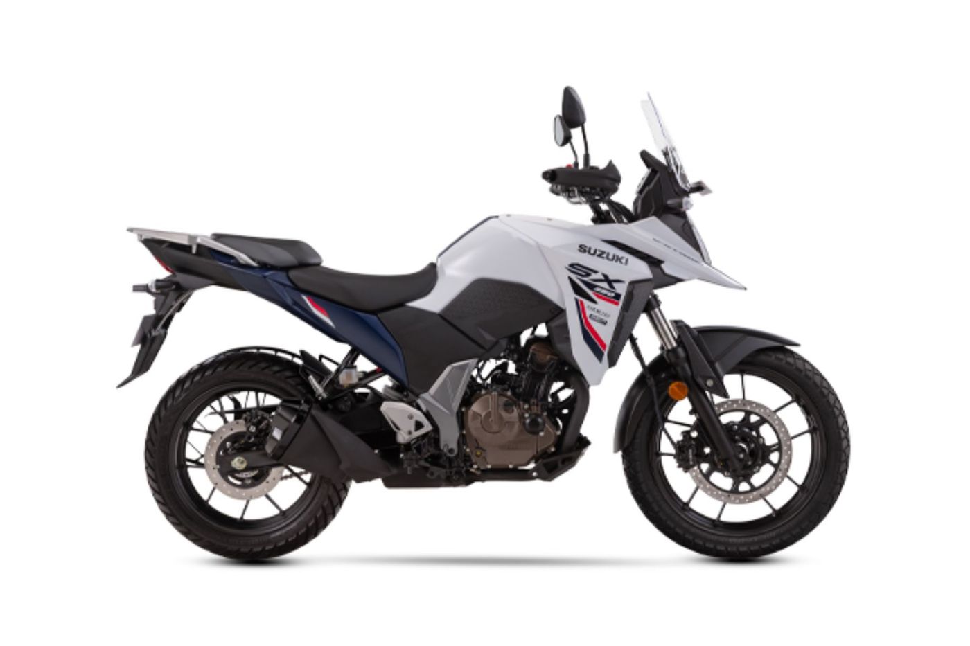 V-Strom SX 250 in Pearl Glacier White + Metallic Mat Stellar Blue