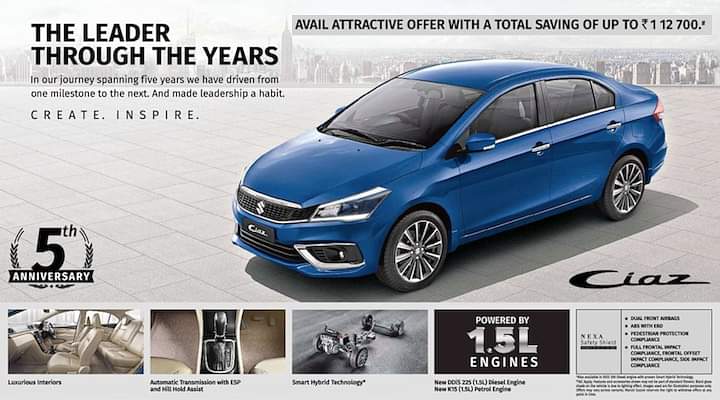 Maruti Suzuki Ciaz Discounts and Offers as high as Rs 1.12 lakh