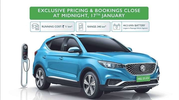 MG ZS EV Bookings And Special Pricing closes on 17th Jan