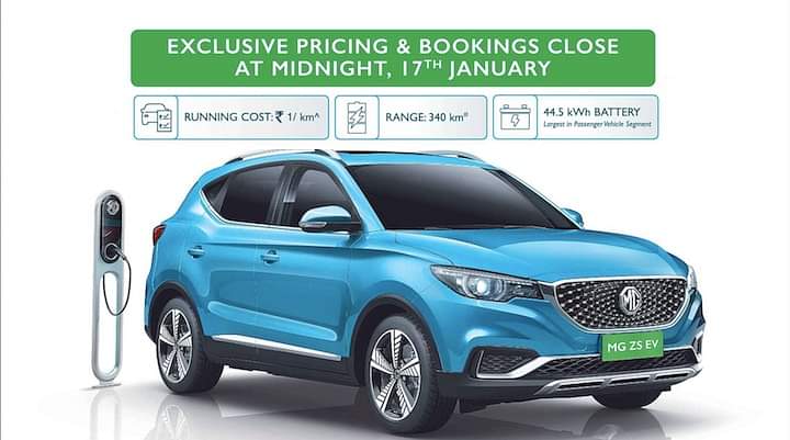 MG ZS EV Bookings And Special Pricing closes on 17th Jan MG ZS EV Bookings And Special Pricing closes on 17th Jan