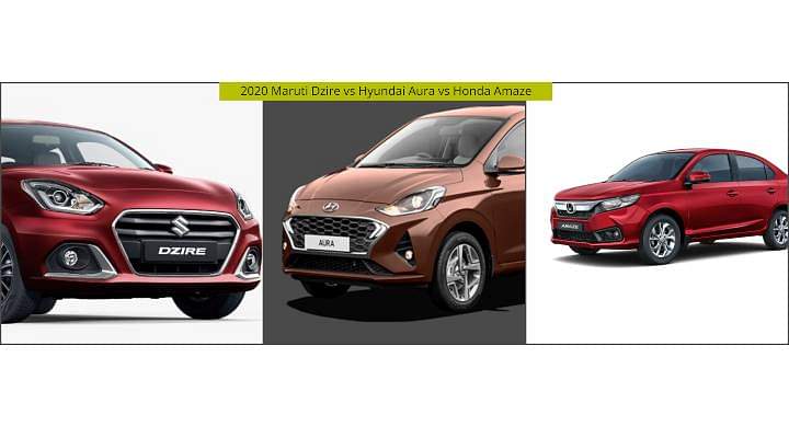 2020 Maruti Dzire vs Hyundai Aura vs Honda Amaze - Spec Comparison