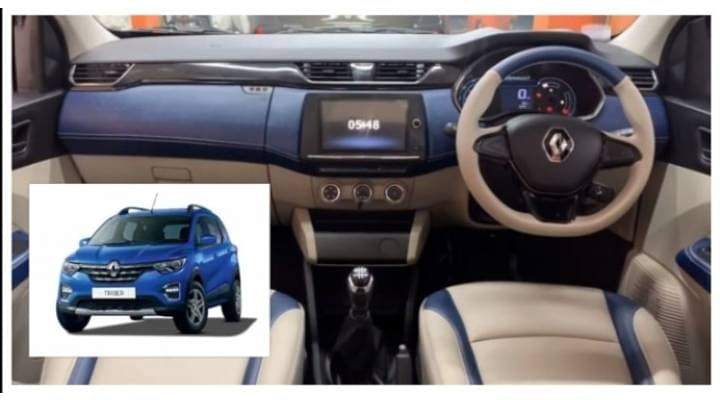 Renault Triber Interiors Modified In Blue & Beige Dual Tone - First In Its Lot
