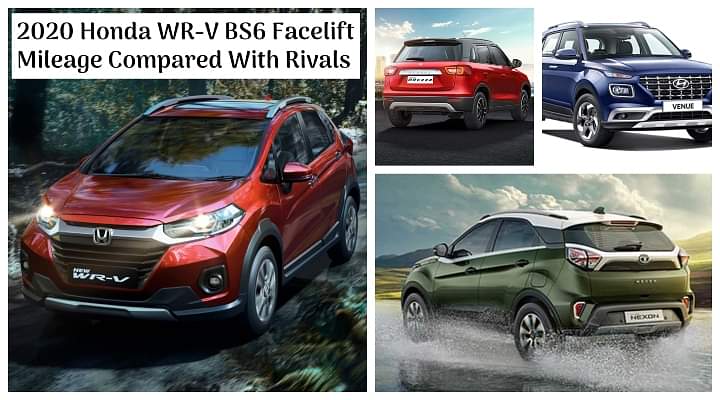 2020 Honda WR-V Facelift BS6 Mileage Compared With Rivals - Details