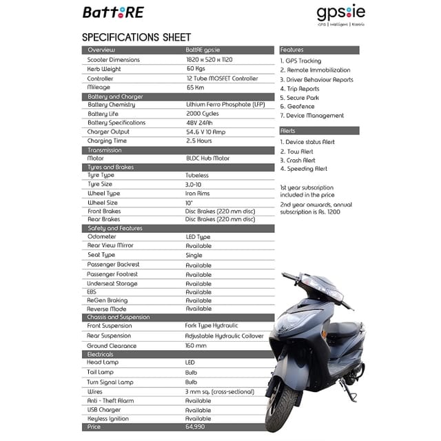 battre electric scooter price and mileage