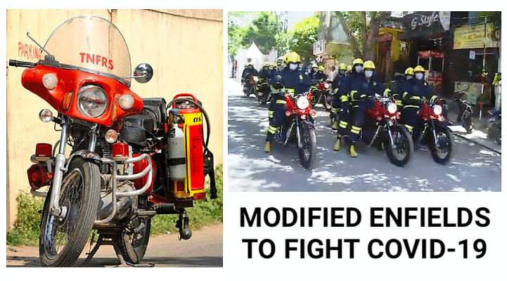 Modified Royal Enfield Bikes To Disinfect Roads in Tamil Nadu