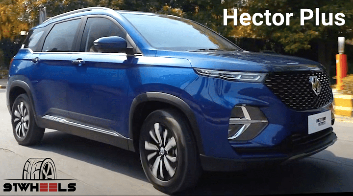 Upcoming MG Hector Plus SUV To Get Hands Free Tailgate Access, Blue ...