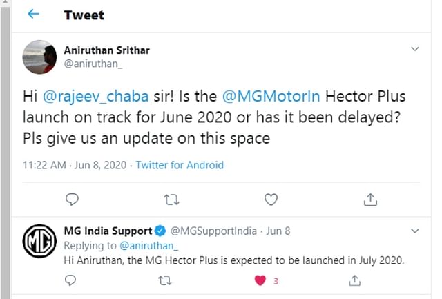 mg hector plus launch date in india