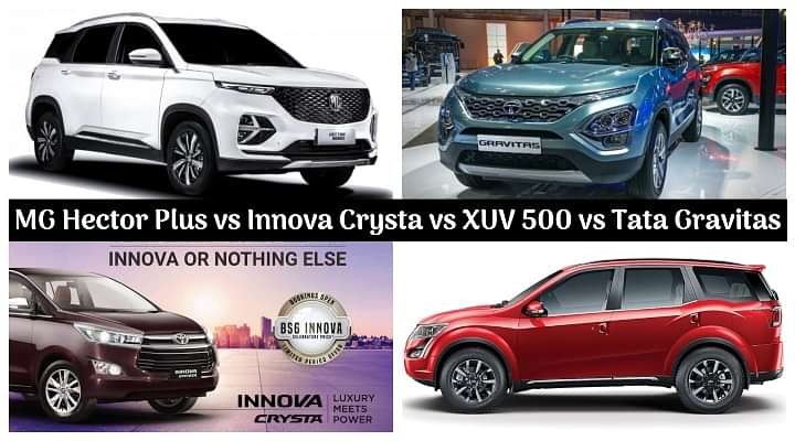 MG Hector Plus vs Toyota Innova Crysta vs Mahindra XUV 500 vs Tata Gravitas - Spec Comparison