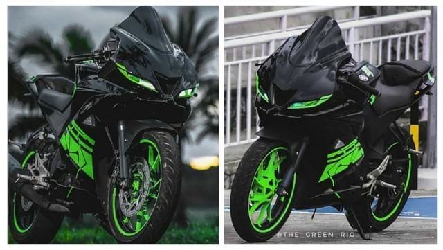 modified yamaha R15 V3 in india black colour