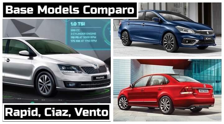 2020 Maruti Ciaz Sigma vs Skoda Rapid Rider vs Volkswagen Vento Trendline Comparison