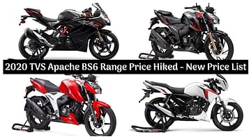 Tvs Apache Bs6 Range Price Hiked Here Is The New Price List Of All Motorcycles