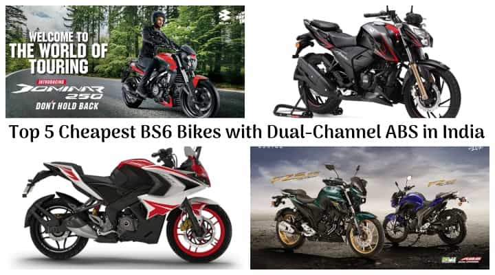 Top 5 Cheapest BS6 Bikes with Dual-Channel ABS in India - Apache RTR 200 4V to Dominar 250! Top 5 Cheapest BS6 Bikes with Dual-Channel ABS in India - Apache RTR 200 4V to Dominar 250!