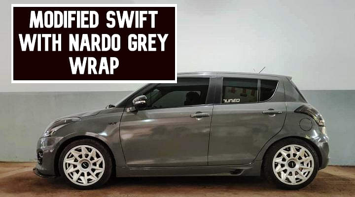 Modified Maruti Swift With Nardo Grey Wrap - Looks Absolutely Stunning!