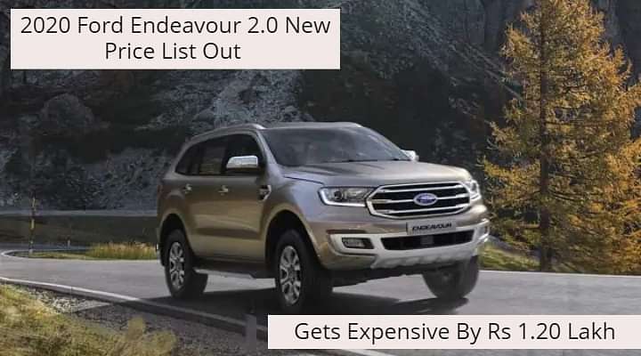 2020 Ford Endeavour 2.0 Prices Up By Rs 1.20 lakh - Details