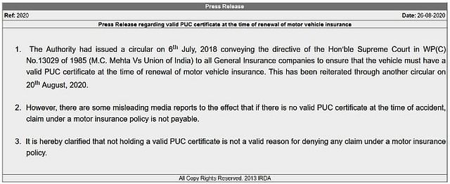 PUC Certificate For Insurance
