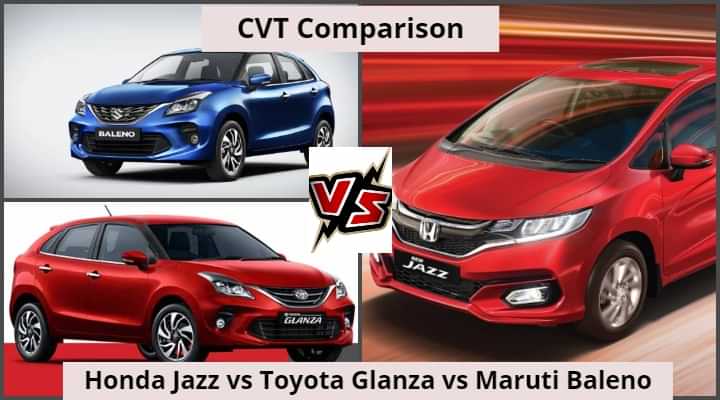 Honda Jazz vs Maruti Baleno vs Toyota Glanza - CVT Comparison Honda Jazz vs Maruti Baleno vs Toyota Glanza - CVT Comparison