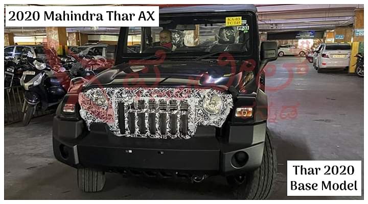 2020 Mahindra Thar AX Base Model Spied For The First Time - All Details