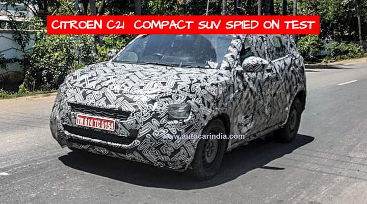 First Test Mule of Citroen C21 Compact SUV for India Spied Testing