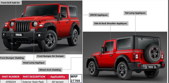 2020 Mahindra Thar Accessories Prices Image